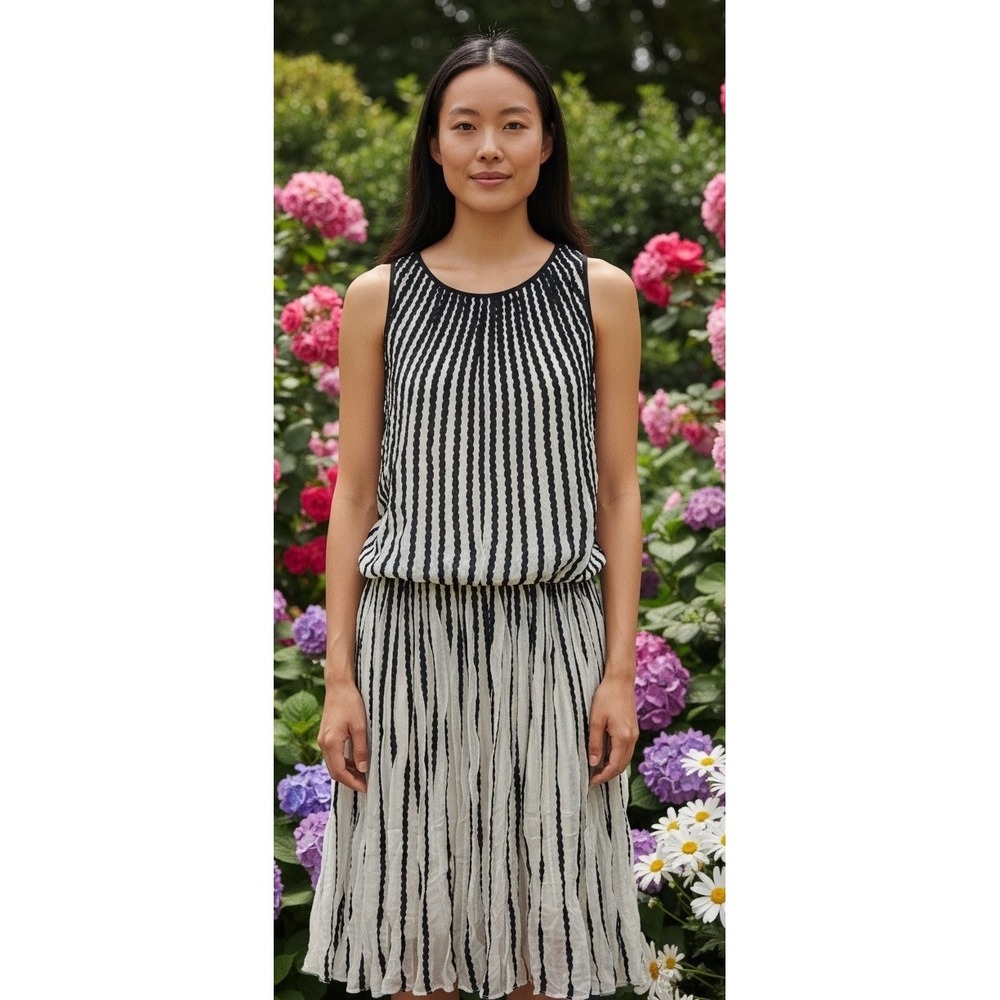 Geisha Designs By Anthropology Martinique Cocktail Halter Dress 8 Black Cream